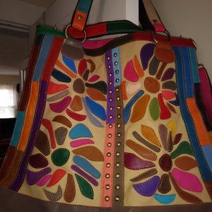 Amerileather Tote/ Purse. Multi color. Lambskin